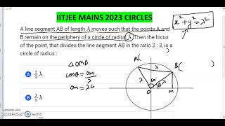 A line segment AB of length λ moves such that the points A and B remain on the periphery of a circle [upl. by Carleen234]