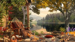 Enchanting Autumn Terrace with August Falling Leaves and Calm Meditation Music in Fall Ambience [upl. by Daney]