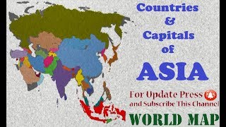 Asia Continent Map with Countries and capitals  Countries and Capitals of Asia  Asia Map Quiz [upl. by Nosnarb60]