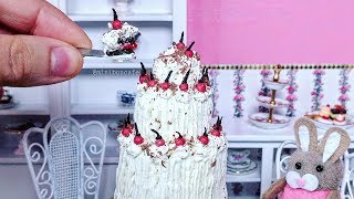 Miniature Black Forest Cake  Chocolate Cherry and Cream Cake  Mini Food  Miniature Cooking ASMR [upl. by Bollay]