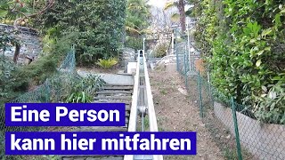 Spezieller Schrägaufzug in Brissago Bergfahrt Hersteller Niederberger 1986  kleine Standseilbahn [upl. by Ludlow]