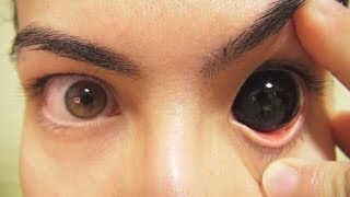 How to Insert And Remove Black Sclera Contact Lenses Fxeyes [upl. by Qifahs]