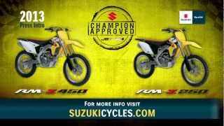 2013 Suzuki RMZ450 and RMZ250 Press Introduction [upl. by Ylrad]