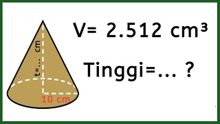 Cara Menghitung Tinggi Kerucut Jika Diketahui Volume dan Jarijarinya [upl. by Eidnalem2]