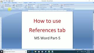 How to Use References tab Microsoft Word Part5 [upl. by Py]