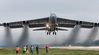 US Pilot Throttles B52 Engines to Their Limits During Scary Smoky Takeoffs [upl. by Mcneely]