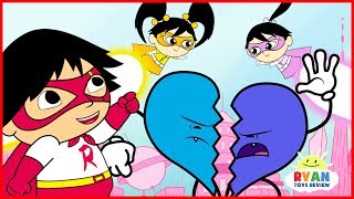 Ryan Emma and Kate save Valentine from the heart monster  Cartoon Animation for Children [upl. by Ok]