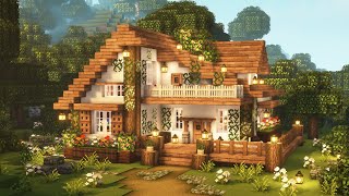 Minecraft 🌲✨ Aesthetic Cottagecore House Tutorial  Cottage  Mizunos 16 Craft Resource Pack [upl. by Dew]