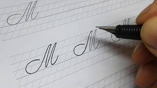 Spencerian script tutorial  Capital M [upl. by Placia876]