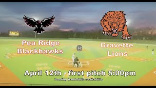 Pea Ridge  Gravette  4A1 Conference Game  High School Varsity Baseball [upl. by Nimajeb]