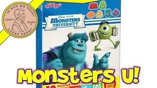 Monsters University Disney Pixar Fruit Flavored Gummy Candy Snack Pouches 2013 Kelloggs [upl. by Ttemme]