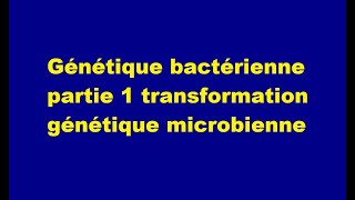 Génétique bactérienne partie 1 transformation génétique microbienne [upl. by Honora198]