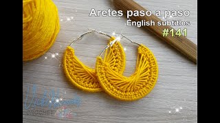 Gana Mucho Dinero💰💰 muy facil con este diseño 141Earring Crochet tutorial english subtitles [upl. by Leribag156]