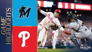 Marlins vs Phillies Wild Card Game 1 Highlights 10323  MLB Highlights [upl. by Delamare]