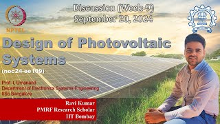 Design of Photovoltaic Systems  NPTEL  noc24ee109  Week9 [upl. by Sinnoda]