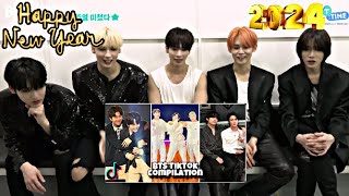 TXT REACTION TO BTS Tiktok Complition Happy New year 2024 💜🎊 [upl. by Colbert]