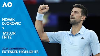 Novak Djokovic v Taylor Fritz Extended Highlights  Australian Open 2024 Quarterfinal [upl. by Learsi]