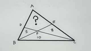 Q90  Math Olympiad  Geometry  Calculate Area of 4th Part Formed by 2 Cevians in Triangle [upl. by Nnodnarb]