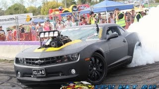 KILLAB BLOWN V8 CAMARO BURNOUT AT LARDNER PARK MOTORFEST 2013 [upl. by Nangem704]