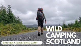 Hiking and Wild Camping Scotland Galloway forest River camp [upl. by Parrott]