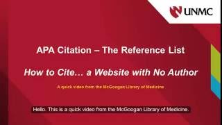 APA How to Cite a Website with No Author [upl. by Grimbald]