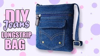 DIY JEANS CROSSBODY BAG FAST RECYCLE PANTS  Lovely Woman Purse From Old Jeans [upl. by Nalepka]