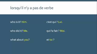 French Disjunctive  Emphatic Pronouns  les pronoms disjoints [upl. by Karleen497]