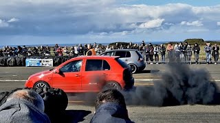 Perranporth Cornwall Drift amp Drag 2022 7 Skoda Fabia VRS Dirty Diesel PopCorn Limiter Drag Race [upl. by Adle]