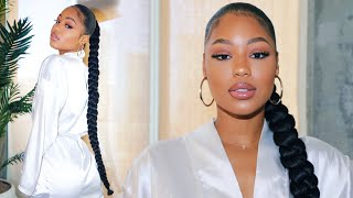 JUMBO BRAID PONYTAIL USING BRAIDING HAIR  how to [upl. by Retha312]