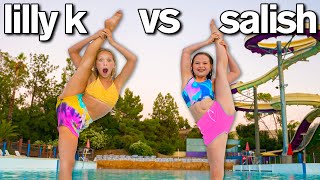 LAST TO LEAVE WATER PARK My Daughter vs Lilly K Extreme Gymnastics Challenge [upl. by Aisilef]