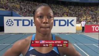 Carmelita Jeter wins the Womens 100m Final [upl. by Nomelihp]