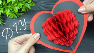 DIY Valentines Day 3D Pop Up Card  Heart POP UP CARD [upl. by Maridel79]