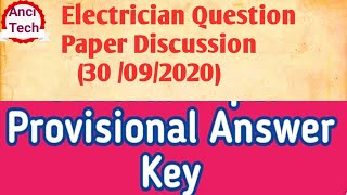 Provisional answer key Electrician ExamSeptember 30 [upl. by Faletti]