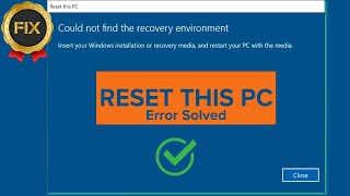 could not find the recovery environment  Insert your windows installation or recovery media [upl. by Nomyar]