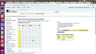 Koha How to Setup Holidays Calendar in Koha [upl. by Brittni625]