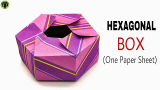 Hexagonal Box with one Sheet of paper  DIY Tutorial by Paper Folds  941 [upl. by Fabian]