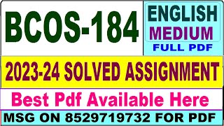 BCOS 184 solved assignment 202324  bcos 184 solved assignment 2024 in English  bcos 184 english [upl. by Ocnarfnaig]