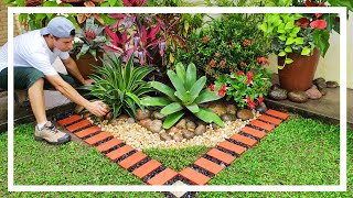 Linda decoração de jardim com bordas e pedras naturais  Ideias para jardim [upl. by Franciskus]