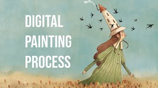 Digital Watercolor  Painting Process  Watercolor Brushes [upl. by Harim575]