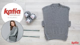 How to Knit a Women Sleeveless Sweater  Katia [upl. by Phila387]