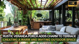 Rustic Veranda Porch Adds Charm to Terrace Creating a Warm and Inviting Outdoor Space [upl. by Sergei]