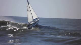 sail boat going out port macquarie bar [upl. by Rasec]