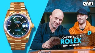 Gouden Rolex DayDate van Johnny 500  Watch This  DAY1 [upl. by Tocs]