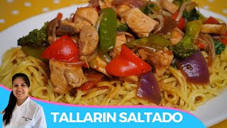 🇵🇪 TALLARIN SALTADO DE POLLO  ESTILO CHIFA  RECETA PERUANA [upl. by Aynatal568]