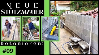 Drainage weiter gegraben  Stützmauer hochgezogen BauVlog 09 [upl. by Judson75]