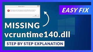 vcruntime140dll Missing Error  How to Fix  2 Fixes  2021 [upl. by Dib]