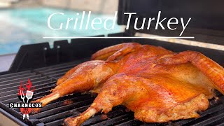 Pavo a la parrilla  Grilled Turkey smoked on Weber gas grill Ep 49 [upl. by Auqinahs]