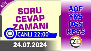 AÖF 24 07 2024 Canlı  Soru Cevap Zamanı  Açıköğretim DGS KPSS YKS Tercih [upl. by Ariajaj]