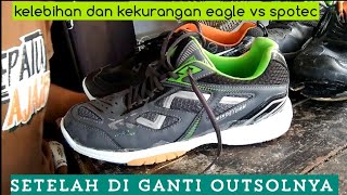 KONDISI SEPATU BADMINTON EAGLE DAN SPOTEC SETELAH DIGANTI OUTSOLENYA [upl. by Arvell363]