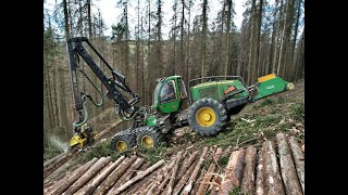 🎄 John Deere 1470E amp HAAS Winch • Big Trees • Traktionswinde • CabView • John Deere Logging 🎄 [upl. by Eikcuhc]